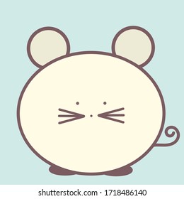 Cute rat cartoon character vector isolated on light blue background