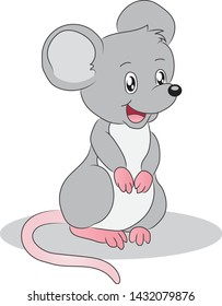 Cute Rat Cartoon Standing Alone Happily