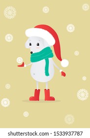 Cute rat catching snowflakes. Can be printed on cristmas card.
