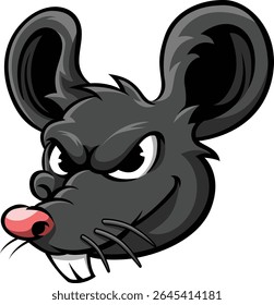 Cute Rat Character Illustration, Black Fur, Vector File Illustration, Big Ears.