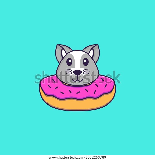 Cute Rat Donut On His Neck Stock Vector (Royalty Free) 2032253789 ...