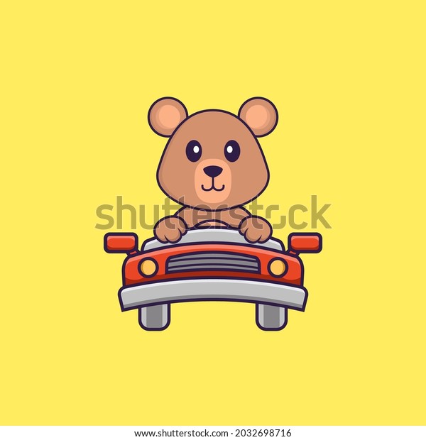 Cute\
rat is driving. Animal cartoon concept isolated. Can used for\
t-shirt, greeting card, invitation card or\
mascot.