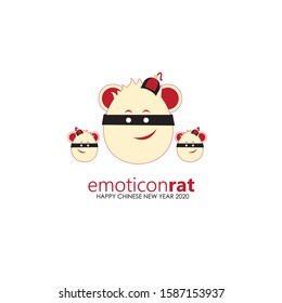 Cute rat face expression icon. Emoticon illustration icons. Emoticon isolated on white background. Suitable for online shop websites