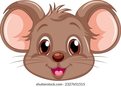 Cute rat face with smiley face illustration
