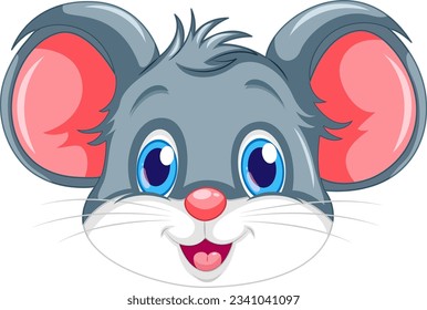 Cute rat face with smiley face illustration