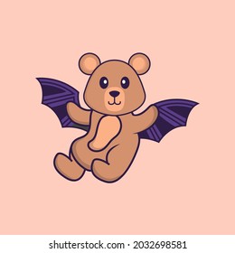 Cute rat is flying with wings. Animal cartoon concept isolated. Can used for t-shirt, greeting card, invitation card or mascot.