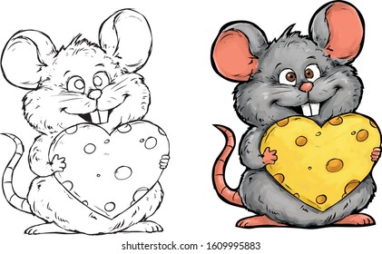 cute rat gives Vvalentine cheese as a gift