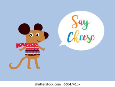 cute rat greeting vector