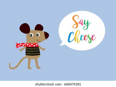 cute rat greeting vector