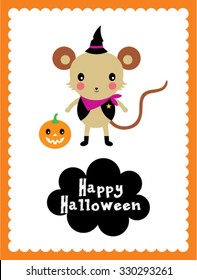 cute rat halloween card