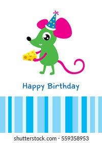 cute rat happy birthday greeting card