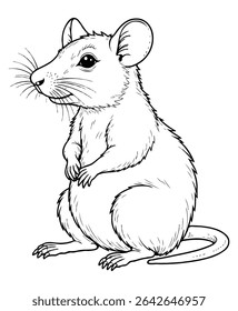 Cute rat Illustration Coloring Book