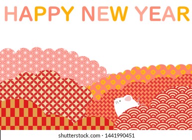 Cute rat illustration new year card