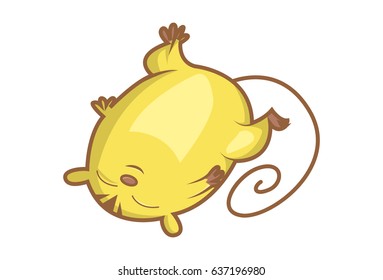 Cute Rat Laying. Vector Illustration. Isolated on white background.