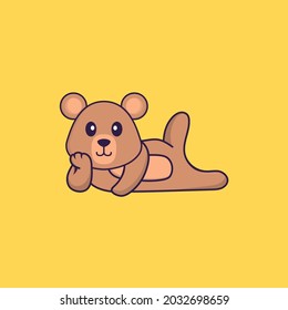 Cute rat lying down. Animal cartoon concept isolated. Can used for t-shirt, greeting card, invitation card or mascot.