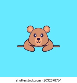 Cute rat lying down. Animal cartoon concept isolated. Can used for t-shirt, greeting card, invitation card or mascot.