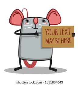 cute rat message card - Vector