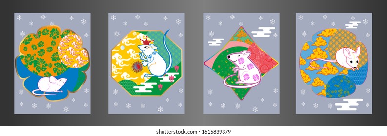 Cute rat, mouse cartoon character mascot. Happy new year 2020. Year of the rat. 