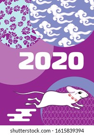 Cute rat, mouse cartoon character mascot. Happy new year 2020. Year of the rat. 