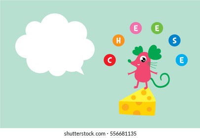 cute rat mouse greeting card vector