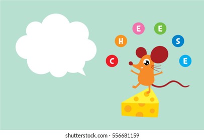cute rat mouse greeting card vector