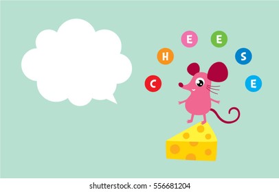 cute rat mouse greeting card vector
