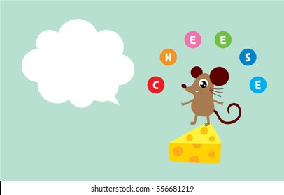 cute rat mouse greeting card vector