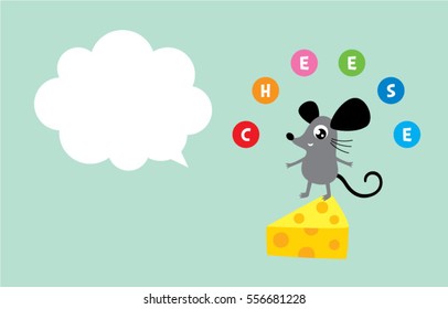 cute rat mouse greeting card vector