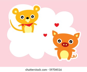 cute rat and pig love