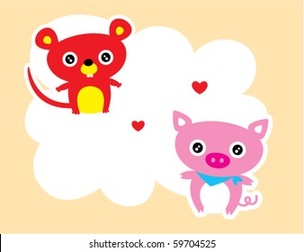 cute rat and pig love