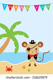 cute rat pirate thank you card