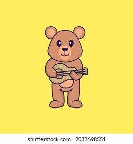 Cute rat playing guitar. Animal cartoon concept isolated. Can used for t-shirt, greeting card, invitation card or mascot.