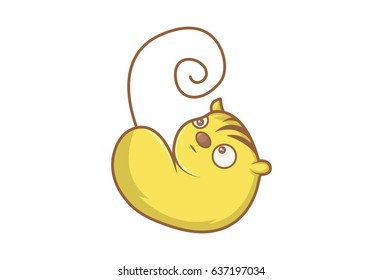 Cute Rat Playing. Vector Illustration. Isolated on white background.