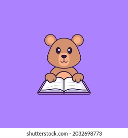 Cute rat reading a book. Animal cartoon concept isolated. Can used for t-shirt, greeting card, invitation card or mascot.
