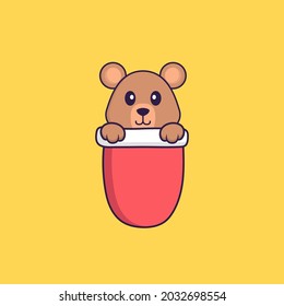 Cute rat in red pocket. Animal cartoon concept isolated. Can used for t-shirt, greeting card, invitation card or mascot.