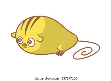 Cute Rat Sad. Vector Illustration. Isolated on white background.
