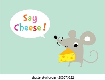 Cute Rat Says Cheese Card