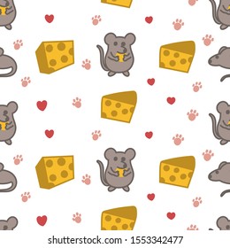 Cute rat seamless pattern, new year 2020