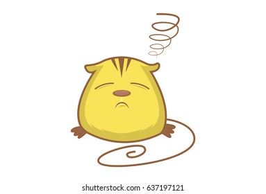 Cute Rat Sick. Vector Illustration. Isolated on white background.