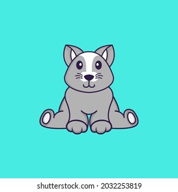 Cute rat is sitting. Animal cartoon concept isolated. Can used for t-shirt, greeting card, invitation card or mascot.