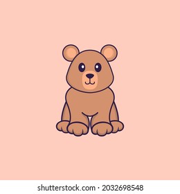 Cute rat is sitting. Animal cartoon concept isolated. Can used for t-shirt, greeting card, invitation card or mascot.