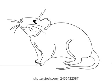 A cute rat stands on its paws and sniffs the smell in the air. Smart animal. World Rat Day. Vector illustration. Images produced without the use of any form of AI software at any stage.