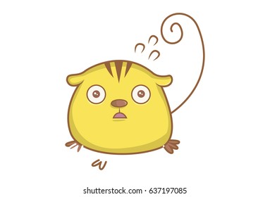 Cute Rat Upset. Vector Illustration. Isolated on white background.