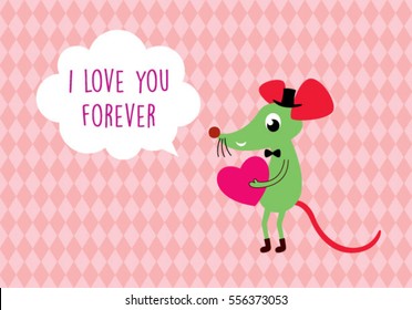 cute rat valentine greeting card
