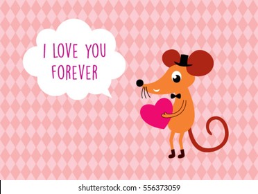 cute rat valentine greeting card