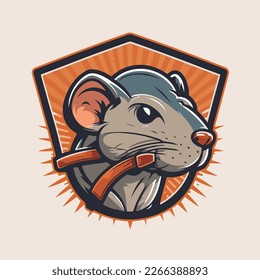 Cute rat Vector Logo Icon Sports Mascot flat illustration