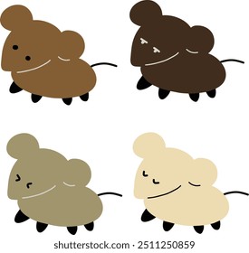 Vetor de rato bonito | Várias Expressões | Design minimalista | 4 Vetores