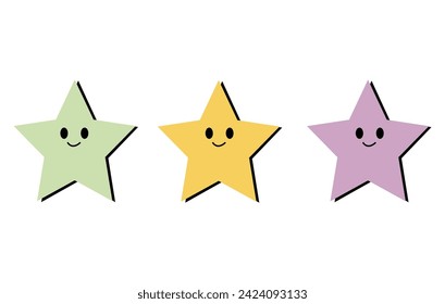 Cute rating star. Star cartoon vector clipart. Vector illustration. Flat design. Eps file 238.