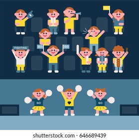 cute ratio cheering people character vector illustration flat design