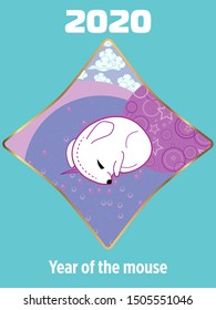 Cute rat/mouse cartoon character mascot. Happy new year 2020. Year of the rat